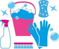 Image of cleaning items and products